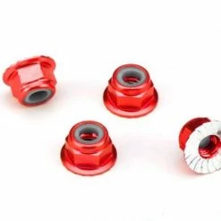 Traxxas Nuts Aluminum Flanged Serrated (4mm) (red-anodized) (4)