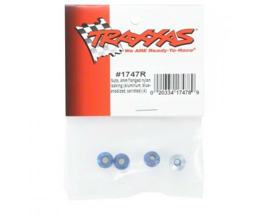 Traxxas Blue-anodized Aluminum 4mm Flanged Serrated Lock Nuts (4) - Image 2