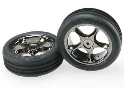 Traxxas Alias Tires With Tracer 2.2 Black Chrome Wheels (assembled Glued) (front)