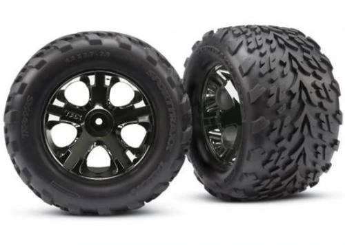 Traxxas Talon Tires All-Star Black Chrome Wheels Foam Inserts (assembled And Glued) (nitro Rear/ Electric Front) (2) (TSM Rated)