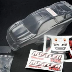 Traxxas Body Rustler (clear Requires Painting)/window Lights Decal Sheet/ Wing And Aluminum Hardware