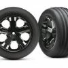 Traxxas Alias Ribbed Tires All Star Black Chrome Wheels Foam Inserts (assembled And Glued) (front)