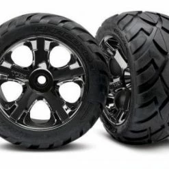 Traxxas Anaconda Tyres Pre Glued On All Star Black Chrome Wheels - 12mm Hex (2WD Elec Rear)