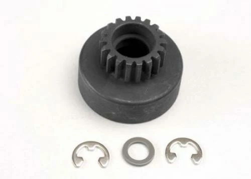Traxxas Clutch Bell (18-tooth)/ 5x8x0.5mm Fiber Washer (2)/ 5mm E-clip (requires 4609 - Ball Bearings 5x10x4mm (2))
