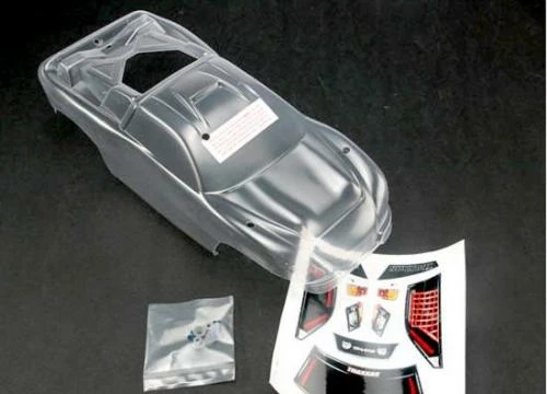 Traxxas Body Nitro Rustler (clear Requires Painting)/window Grill Lights Decal Sheet/ Wing And Aluminum Hardware
