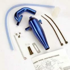 Traxxas Aluminum Tuned Pipe Header (complete W/mounting Hardware) (strong Power Across Mid And Upper RPM Range) (blue-anodized)