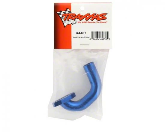 Traxxas Exhaust Header Perfect-Fit For N. 4-Tec N. Rustler/Sport (blue-anodized Aluminum)/header Gasket (for Side Exhaust Engines Only) - Image 2