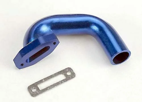 Traxxas Exhaust Header Perfect-Fit For N. 4-Tec N. Rustler/Sport (blue-anodized Aluminum)/header Gasket (for Side Exhaust Engines Only)