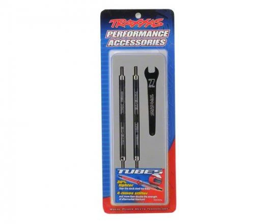 Traxxas 7075-T6 Black-anodized Aluminum TUBES Toe Links Stronger Than Titanium (112mm Front) (2)/ Rod Ends (4)/ Aluminum Wrench (1) (For Maxx Models W/sealed Pivot Ball Suspension 3.8 Wheels) - Image 2