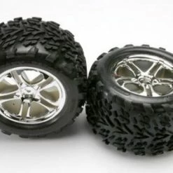 Traxxas Talon Tyres Pre-Glued On Split Spoke Chrome Wheels (pair)