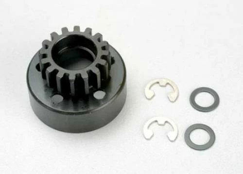 Traxxas Clutch Bell (16-tooth)/5x8x0.5mm Fiber Washer (2)/ 5mm E-clip (requires 5x11x4mm Ball Bearings Part 4611) (1.0 Metric Pitch)