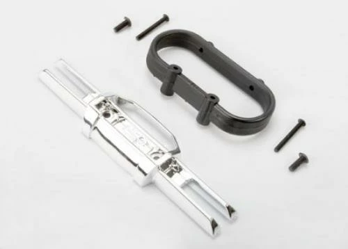 Traxxas Bumper Rear (chrome)/ Bumper Mount Rear/ 4x10mm BCS (2)/ 3x25mm BCS (2)