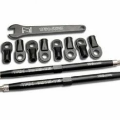 Traxxas 7075-T6 Carbon Black Aluminum TUBES Toe Links (128mm Fits Front Or Rear) (2)/ Rod Ends Rear (4)/ Rod Ends Front (4)/ Wrench (1)