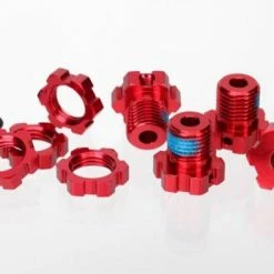 Traxxas Red-anodized Aluminum 17mm Splined Wheel Hubs And Hex Nuts