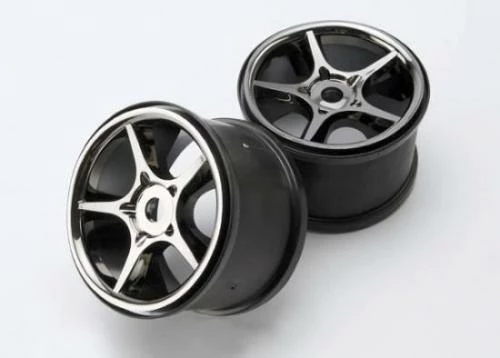 Traxxas Gemini 3.8 Wheels (black Chrome) (2) (use With 17mm Splined Wheel Hubs Nuts Part 5353X)