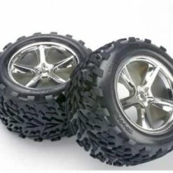 Traxxas Talon Tyres Pre-Glued On Gemini Chrome Wheels - Pair