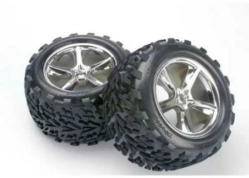 Traxxas Talon Tyres Pre-Glued On Gemini Chrome Wheels - Pair