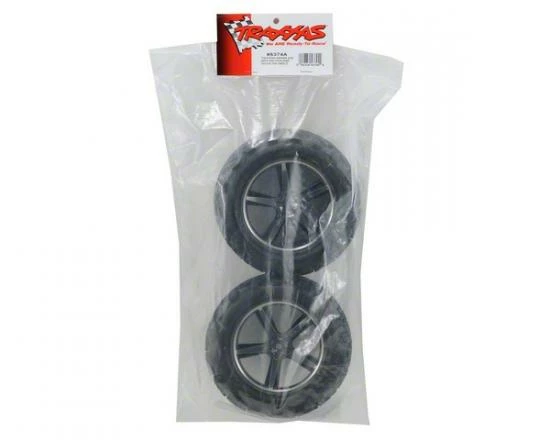 Traxxas Talon Tyres Pre-Glued On Black Gemini Chrome Wheels - Pair - Image 2