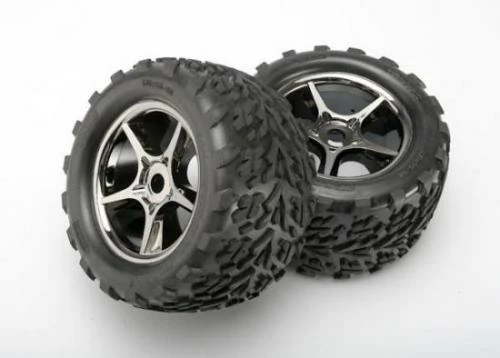 Traxxas Talon Tires Gemini Black Chrome Wheels Foam Inserts (assembled Glued) (2) (use With 17mm Splined Wheel Hubs Nuts) (TSM Rated)