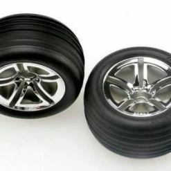 Traxxas Alias Ribbed Tires Twin-Spoke Wheels Foam Inserts (assembled And Glued) (nitro Front) (2)
