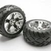 Traxxas Anaconda Tyres Pre Glued On All Star Chrome Wheels - Bearing Fit
