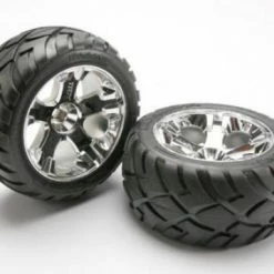 Traxxas Anaconda Tyres Pre Glued On All Star Chrome Wheels - 12mm Hex (Nitro Rear/Elec Front) ** CLEARANCE **