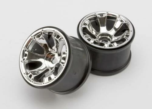 Traxxas Wheels Geode 3.8 (chrome) (2) (use With 17mm Splined Wheel Hubs Nuts Part 5353X Beadlock-style Sidewall Protectors Part 5665 5666 5667)