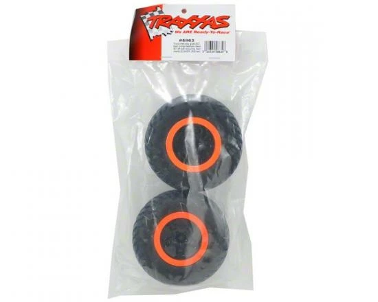 Traxxas Tires Wheels Assembled Glued (SCT Black Orange Beadlock Wheels Dual Profile (2.2 Outer 3.0 Inner) SCT Off-road Racing Tire Foam Inserts) (2) (4WD F/r 2WD Rear) (TSM Rated) - Image 2