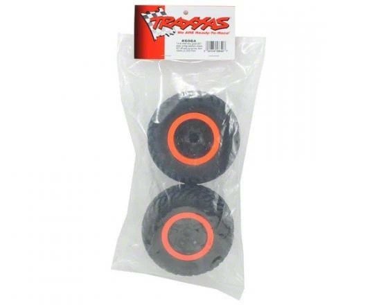Traxxas Tire Wheel Assy Glued (SCT Black Orange Beadlock Wheels SCT Off-road Racing Tires Foam Inserts) (2) (2WD Front) - Image 2
