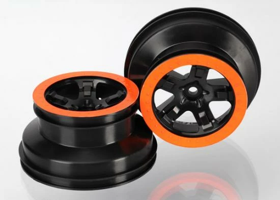 Traxxas Wheels SCT Black Orange Beadlock Style Dual Profile (2.2 Outer 3.0 Inner) (2WD Front) (2)