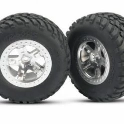 Traxxas SCT Short Course Tyres On SCT Chrome/Chrome Wheels - 12mm Hex (2)