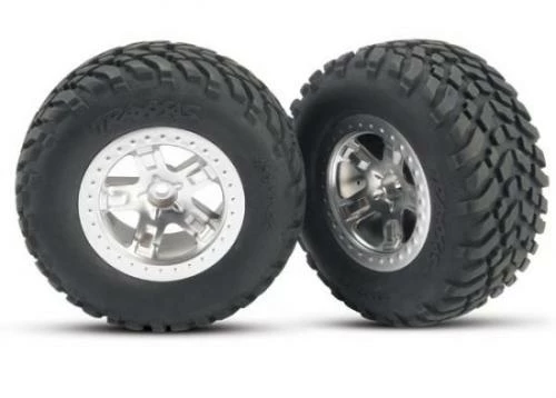 Traxxas SCT Short Course Tyres On SCT Chrome/Chrome Wheels - 12mm Hex (2) (2WD Front)