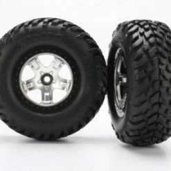 Traxxas SCT Short Course Tyres On SCT Chrome/Black Wheels - 12mm Hex (2) (2WD Front)