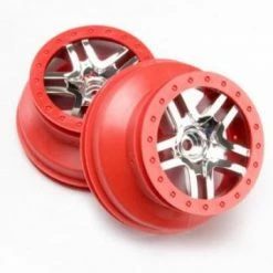 Traxxas Short Course Chrome SS Wheels - Red Beadlock - 12mm Hex (2) (2WD Front)