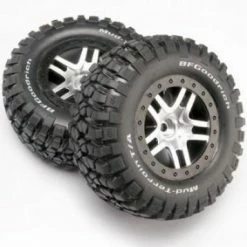 Traxxas BF Goodrich Short Course Tyres On SS Chrome/Black Wheels (2WD Front)