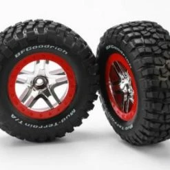 Traxxas BF Goodrich Short Course Tyres On SS Chrome/Red Wheels (2WD Front)