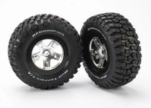 Traxxas BF Goodrich Short Course Tyres On SCT Chrome/Black Wheels - 12mm Hex (2)