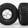 Traxxas Tires Wheels Assembled Glued (SCT Satin Chrome Black Beadlock Style Wheels Kumho Tires Foam Inserts) (2) (4WD Front/rear 2WD Rear Only)