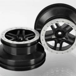 Traxxas Wheels SCT Split-Spoke Black Satin Chrome Beadlock Style Dual Profile (2.2 Outer 3.0 Inner) (4WD F/r 2WD Rear) (2)