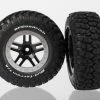Traxxas Tires Wheels Assembled Glued (SCT Split-Spoke Black Satin Chrome Beadlock Wheels BFGoodrich Mud-Terrain T/A KM2 Tires Foam Inserts) (2) (2WD Front)