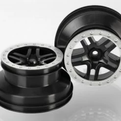 Traxxas Wheels SCT Split-Spoke Black Satin Chrome Beadlock Style Dual Profile (2.2 Outer 3.0 Inner) (2WD Front) (2)