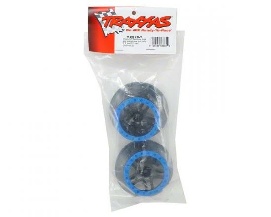Traxxas Wheels SCT Split-Spoke Black Blue Beadlock Style Dual Profile (2.2 Outer 3.0 Inner) (2WD Front) (2) - Image 2