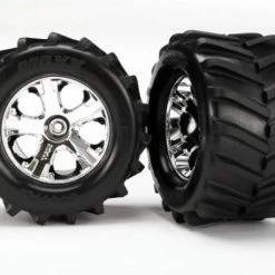 Traxxas Tires And Wheels Assembled Glued 2.8 (All-Star Chrome Wheels Maxx Tires Foam Inserts) (2)
