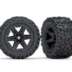 Traxxas Tires Wheels Assembled Glued (2.8) (RXT Black Wheels Talon Extreme Tires Foam Inserts) (2) (TSM Rated)
