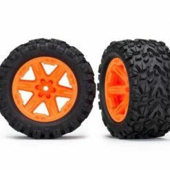 Traxxas Tires Wheels Assembled Glued (2.8) (RXT Orange Wheels Talon Extreme Tires Foam Inserts) (2) (TSM Rated)