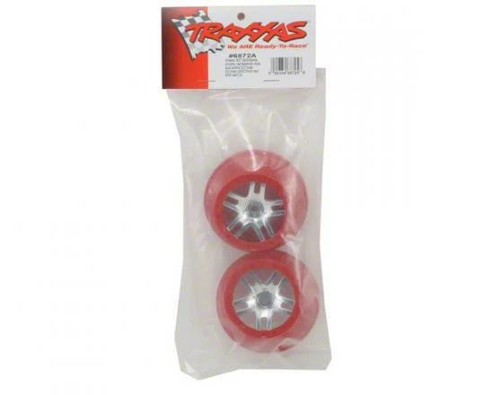 Traxxas Short Course Chrome SS Wheels - Red Beadlock - 12mm Hex (2) - Image 2