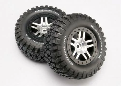 Traxxas BF Goodrich Short Course Tyres On SS Chrome/Black Wheels