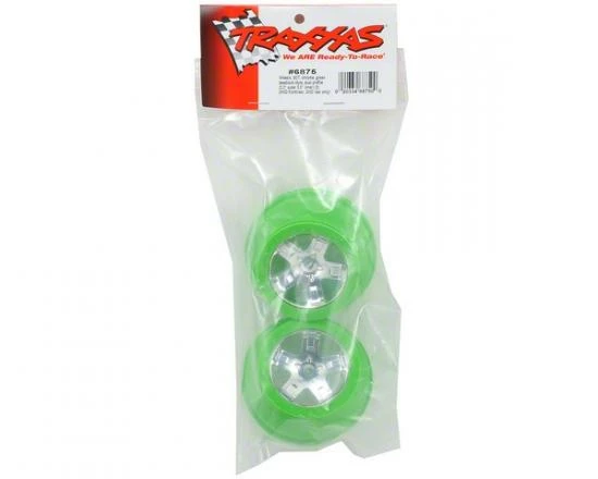 Traxxas Wheels SCT Chrome Green Beadlock Style Dual Profile (2.2 Outer 3.0 Inner) (2) (4WD Front/rear 2WD Rear Only) - Image 2