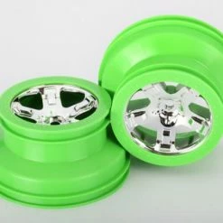 Traxxas Wheels SCT Chrome Green Beadlock Style Dual Profile (2.2 Outer 3.0 Inner) (2) (4WD Front/rear 2WD Rear Only)
