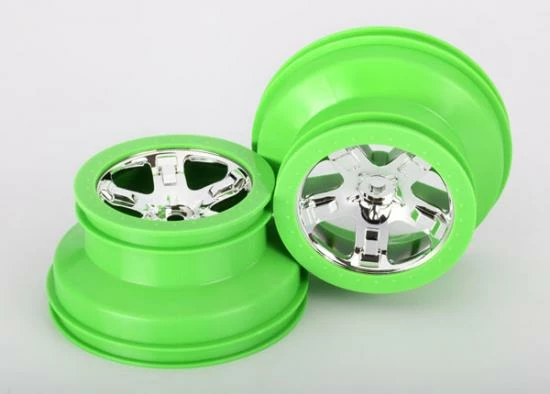 Traxxas Wheels SCT Chrome Green Beadlock Style Dual Profile (2.2 Outer 3.0 Inner) (2) (4WD Front/rear 2WD Rear Only)